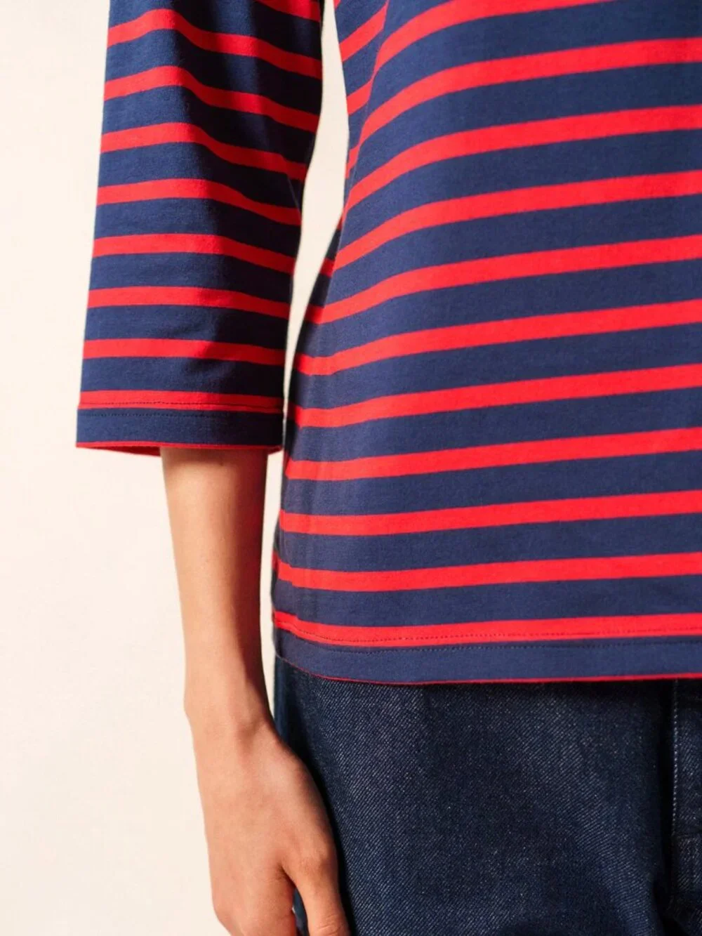 Saint James GALATHEE II Breton Striped Top Navy/Red wm sz 10 (slim) - Picture 11 of 11